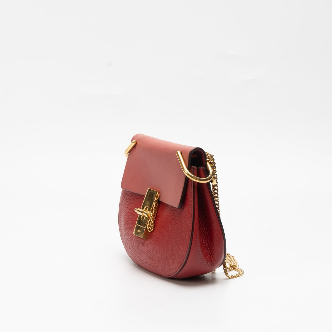 Chloe Red Leather Drew Crossbody Bag