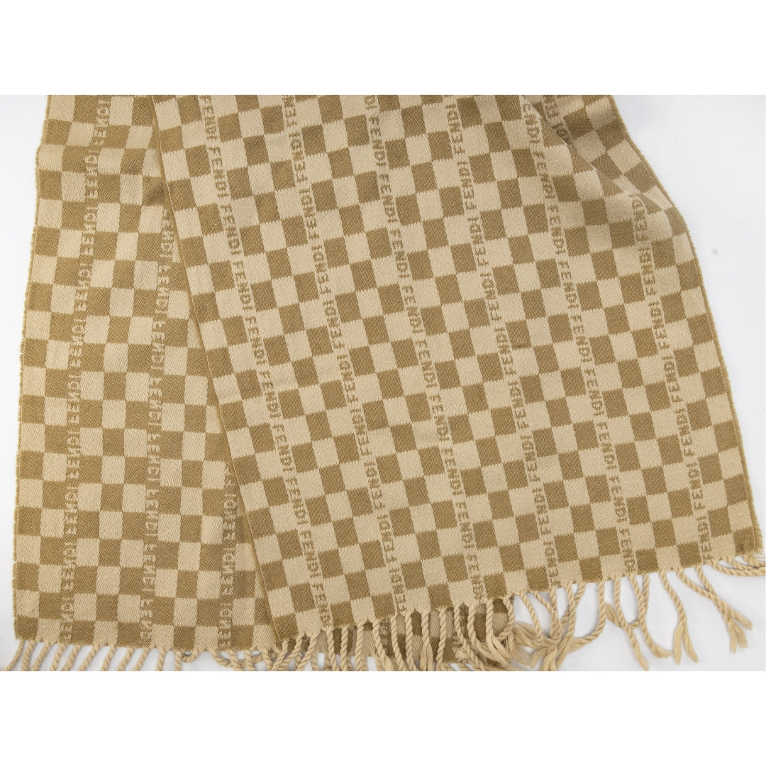 Fendi Green Check Wool Scarf