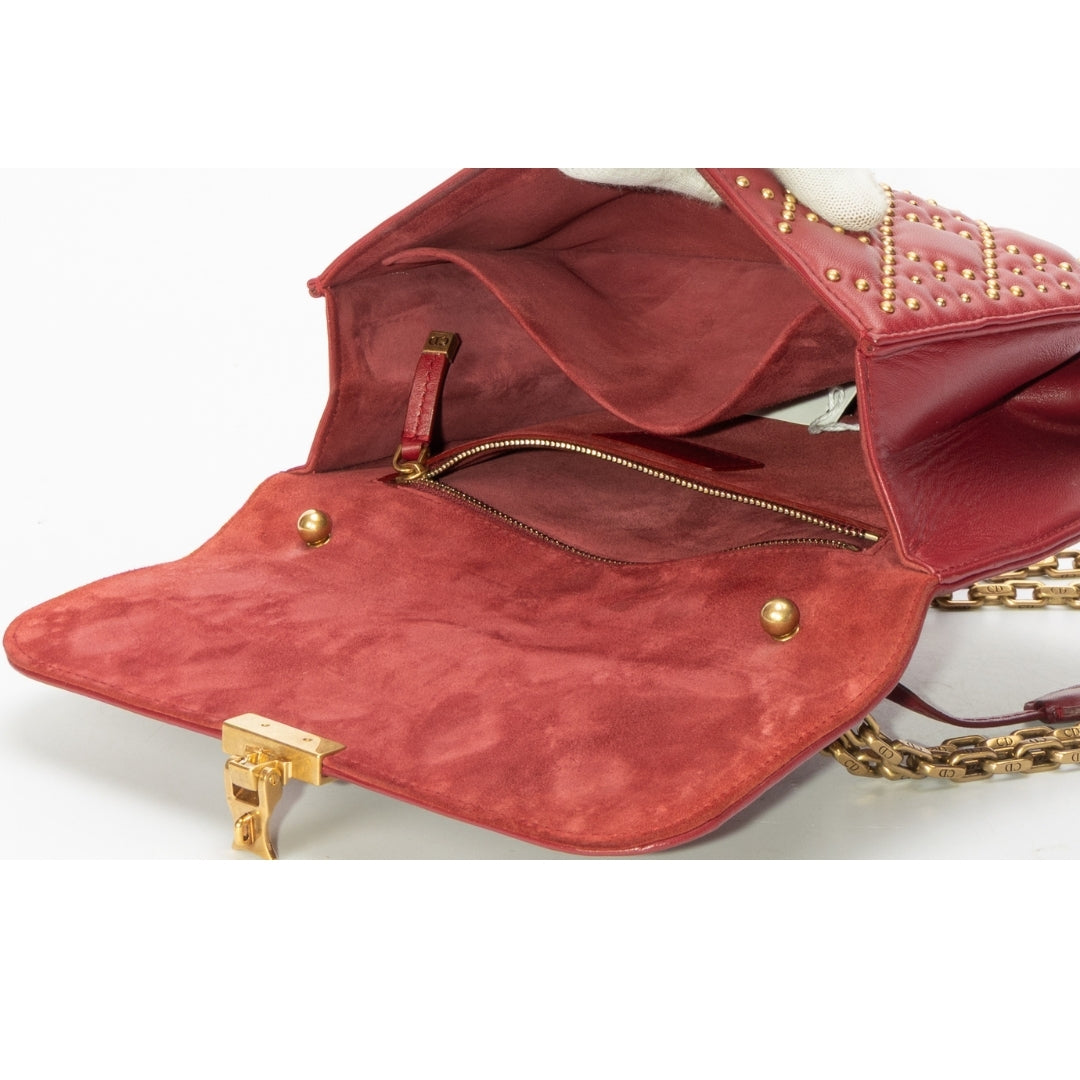 Dior Red Cannage Leather Small DiorAddict Shoulder Bag