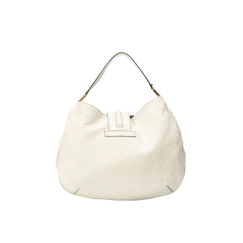 Gucci Ivory Guccissima Leather Web Hobo Bag