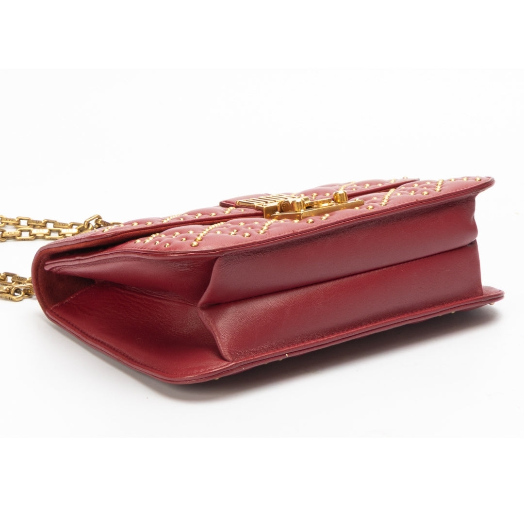 Dior Red Cannage Leather Small DiorAddict Shoulder Bag