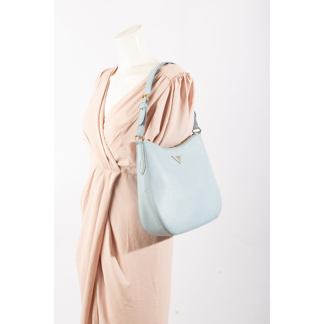Prada Lago Saffiano Lux Leather Hobo