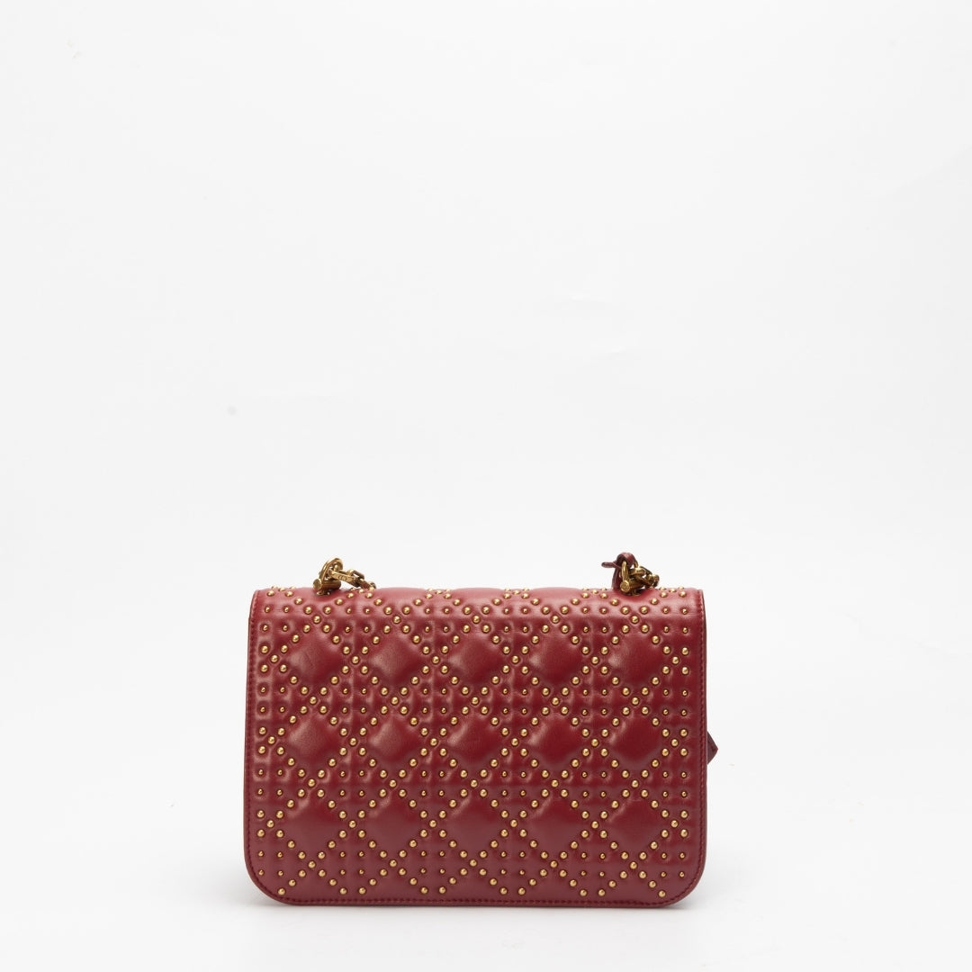 Dior Red Cannage Leather Small DiorAddict Shoulder Bag