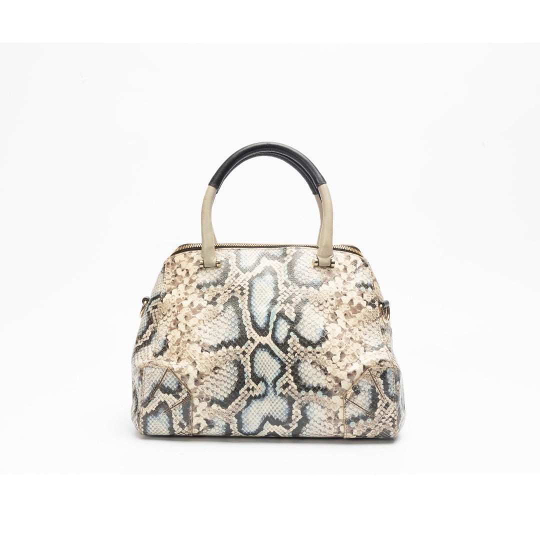 Furla Python Embossed Leather Satchel