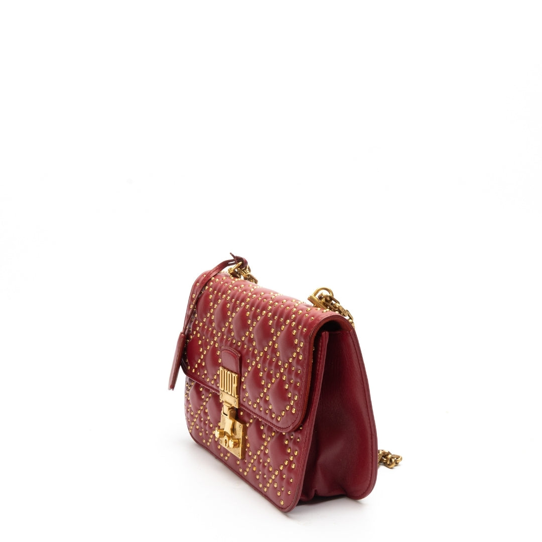 Dior Red Cannage Leather Small DiorAddict Shoulder Bag