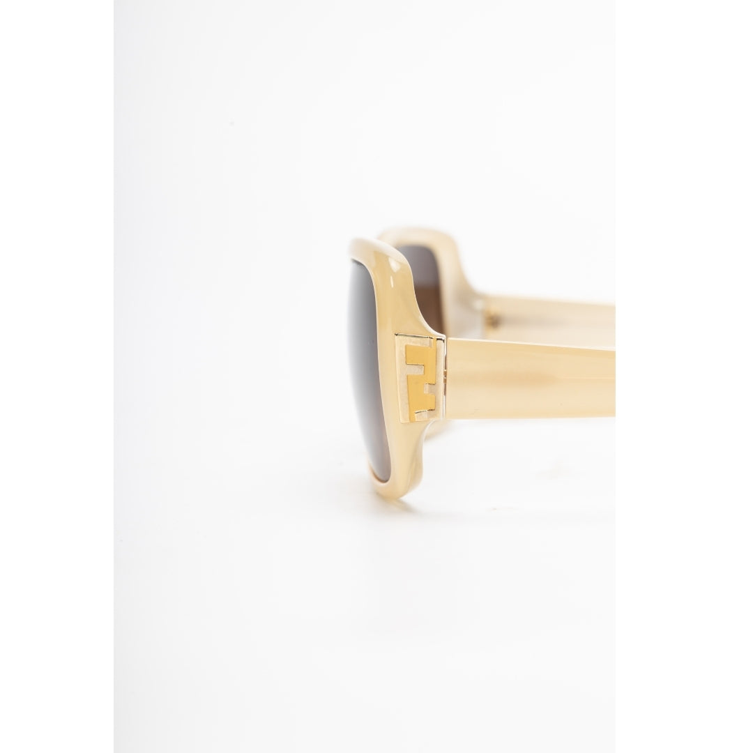 Fendi Cream Fendista Logo Oversized Square Sunglasses