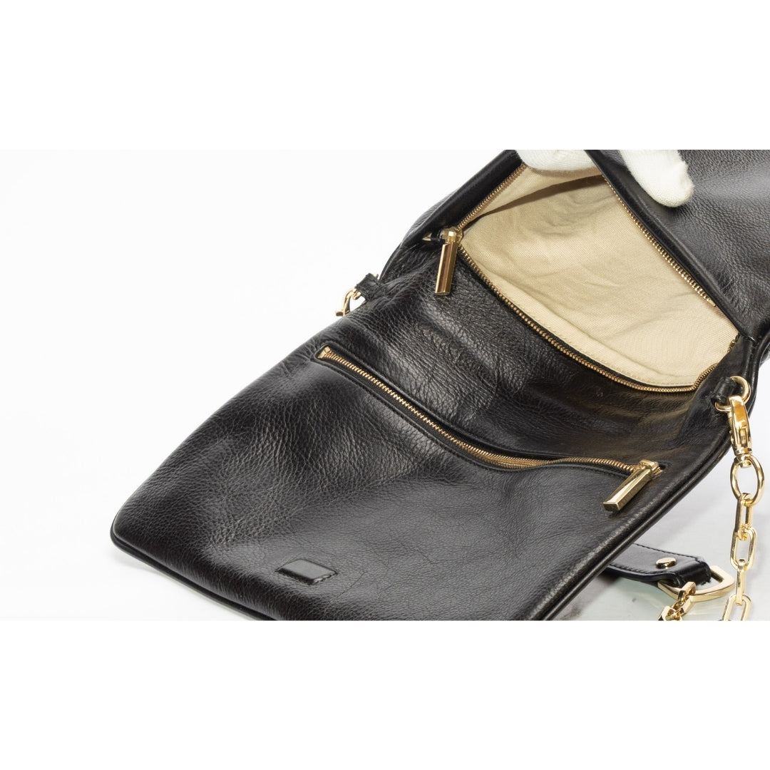 Tory Burch Black Leather Reva Chain Shoulder Bag