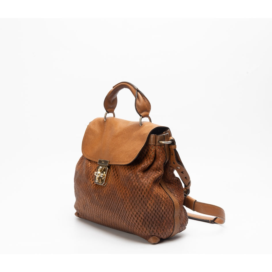 Chloe Tan Python Elsie Top Handle Bag