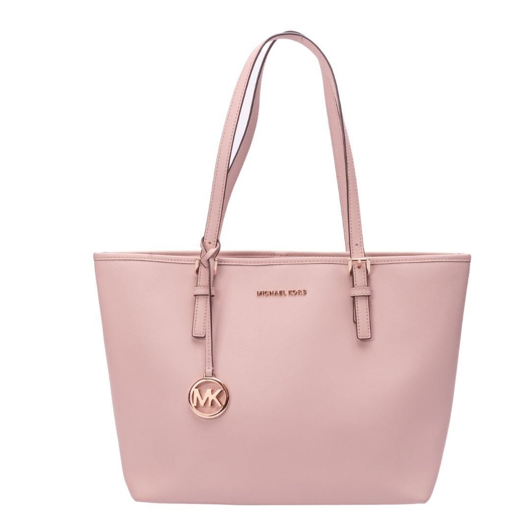 Michael Kors Pink Leather Jet Set Tote Bag