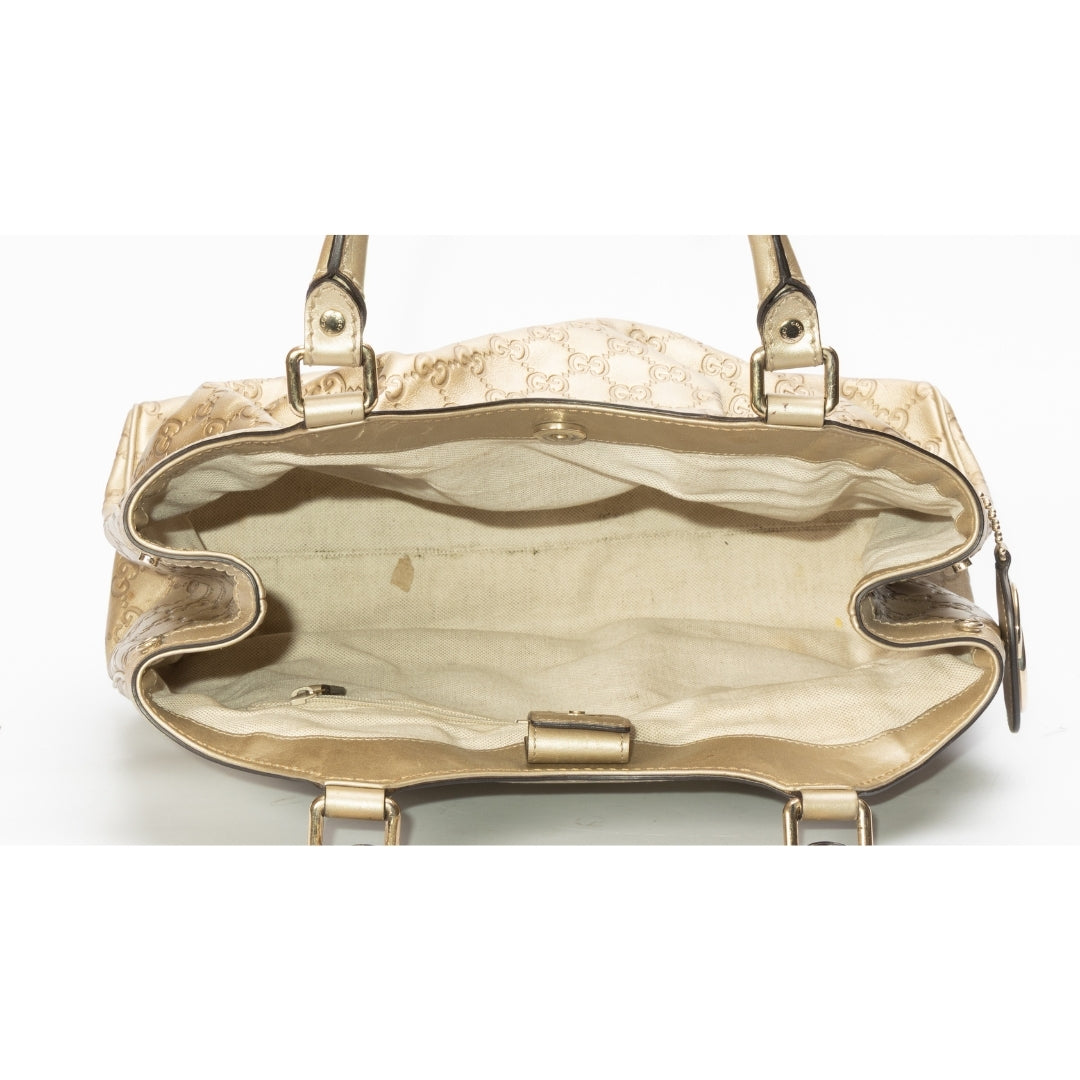 Gucci Gold GG Sukey Logo Shoulder Bag