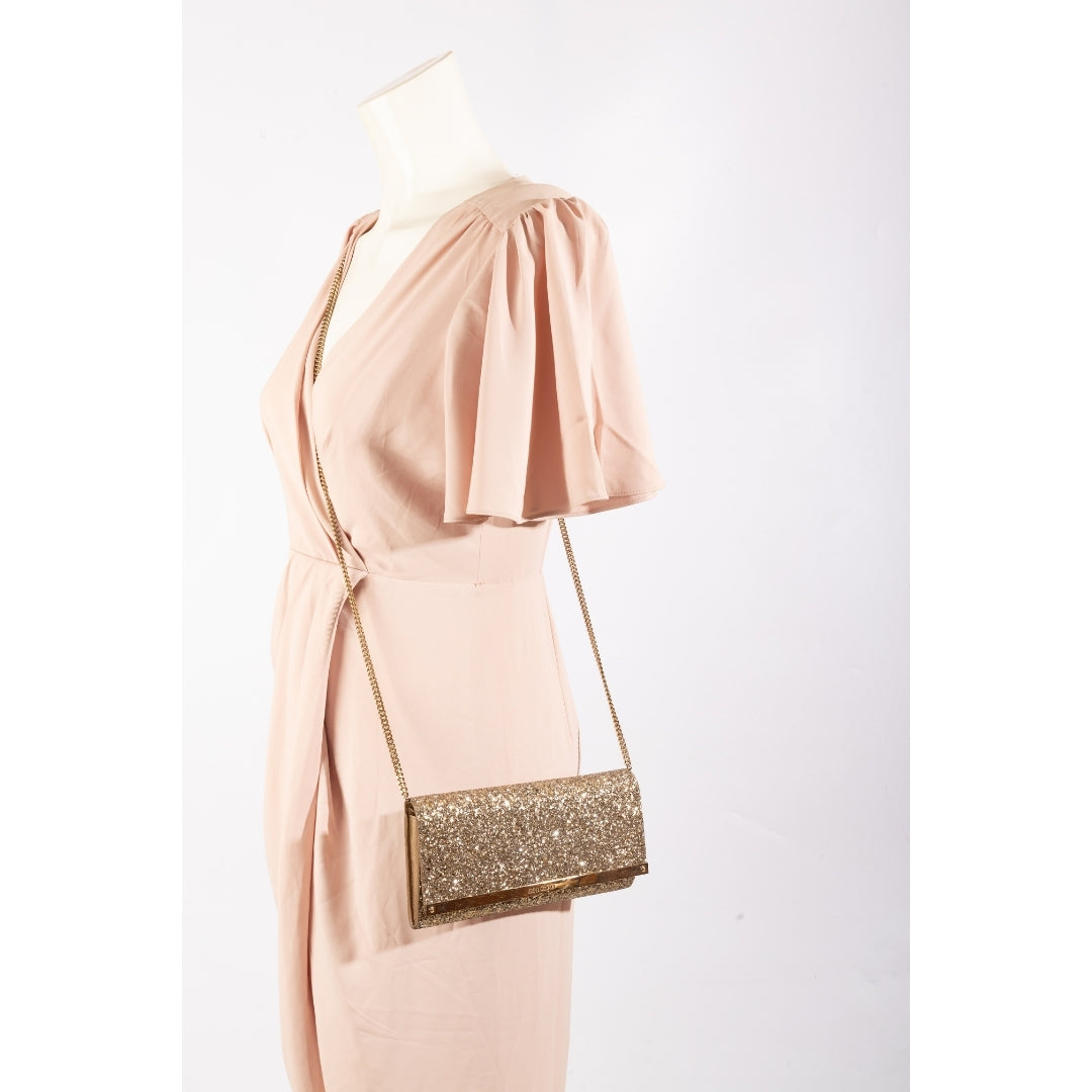 Jimmy Choo Glitter Fabric Milla Chain Wallet
