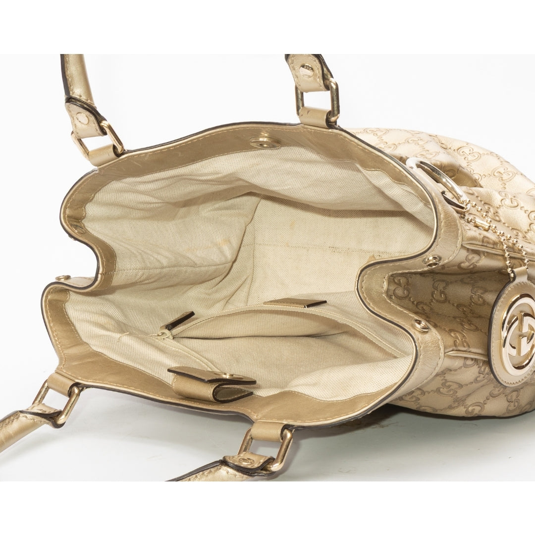 Gucci Gold GG Sukey Logo Shoulder Bag