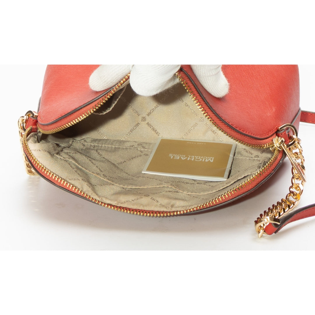 Michael Kors Red Jet Set Travel Medium Dome Crossbody Bag