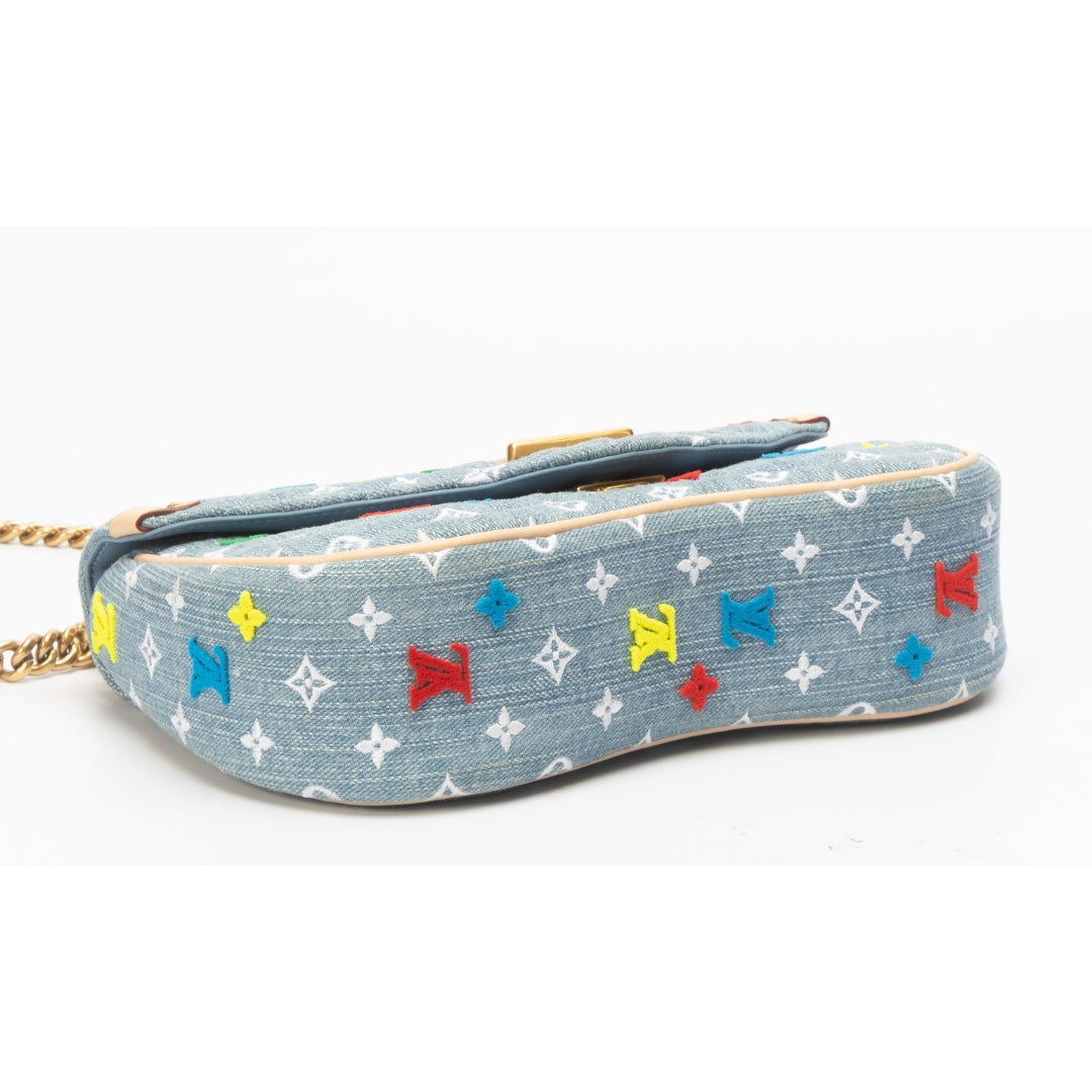 Louis Vuitton New Wave Embroidered Monogram Denim MM Shoulder Bag