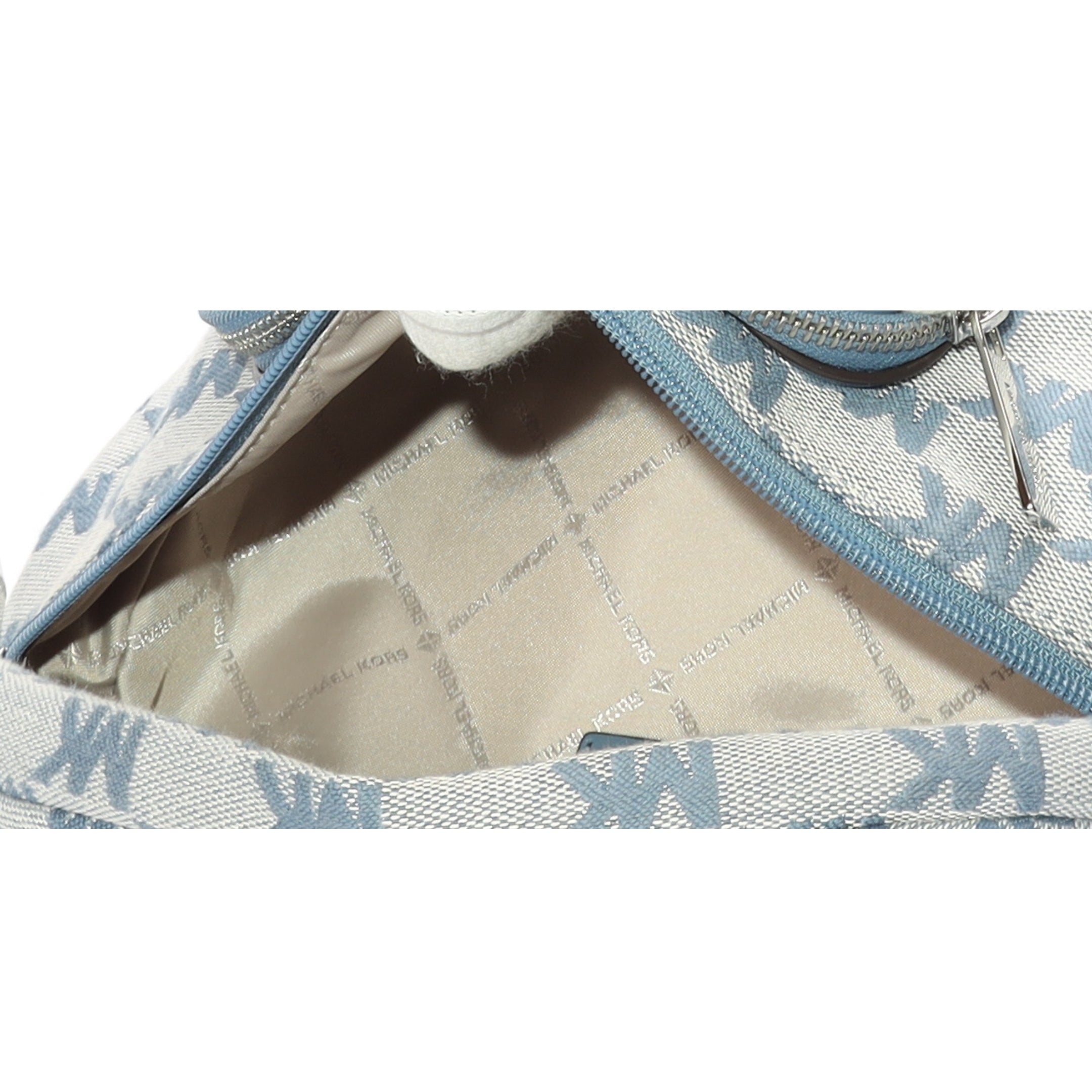 Michael Kors Blue Erin XS Logo Jacquard Belt Bag