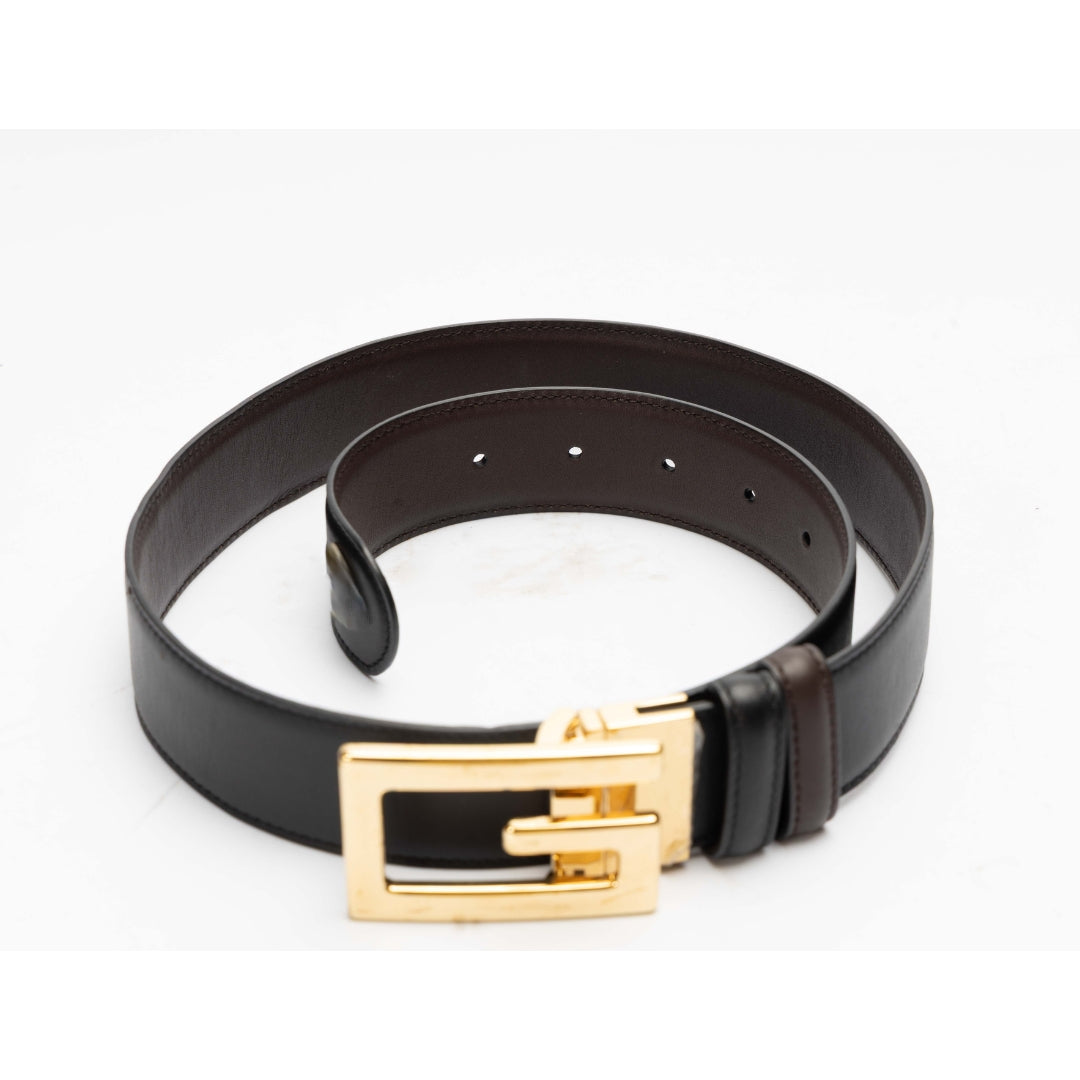 Gucci Logo Buckle Reversible Leather Belt