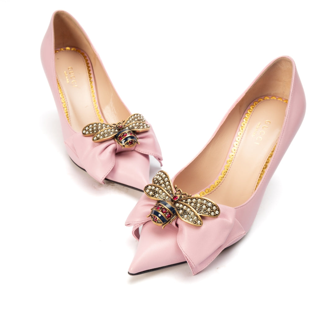 Gucci Nappa Queen Margaret Bow Mid Heels