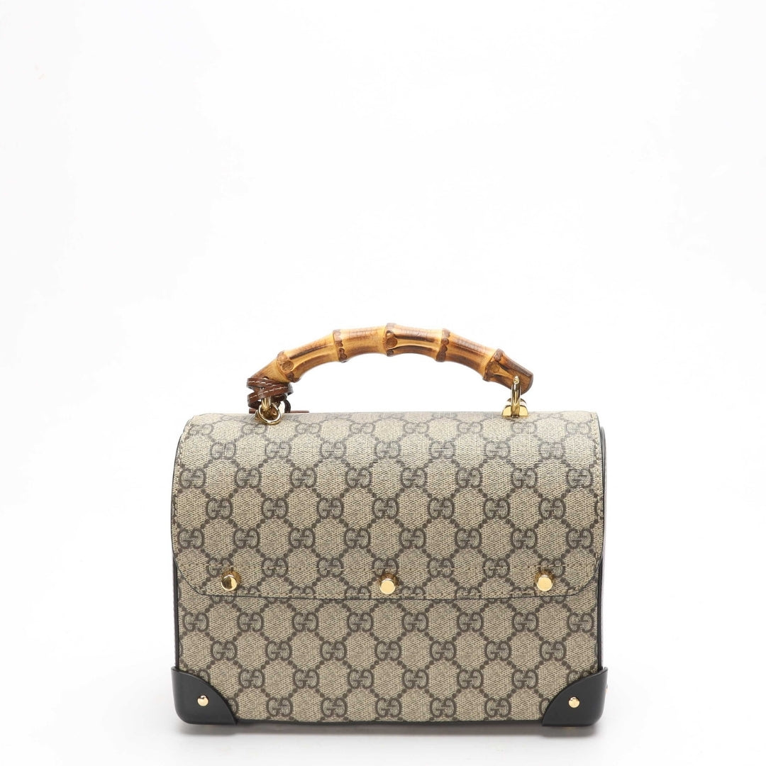 Gucci Padlock Bamboo GG Canvas Small Satchel