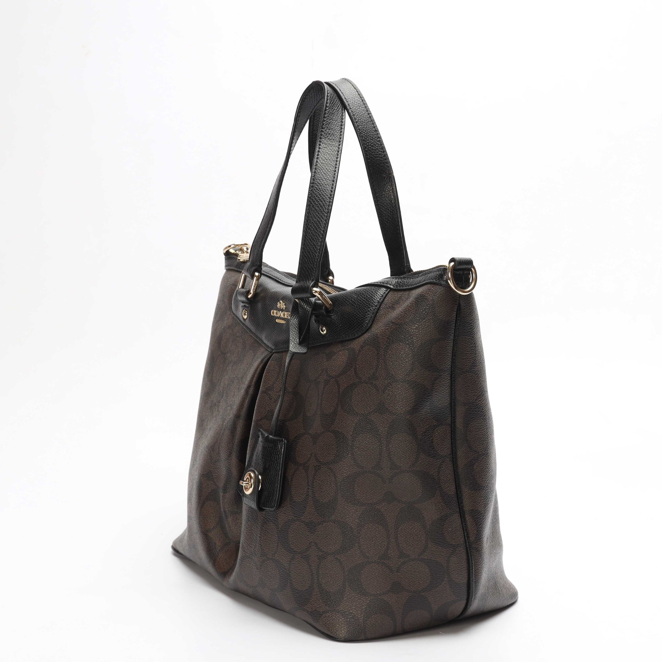 Coach Brown Signature Canvas Pleated Tote