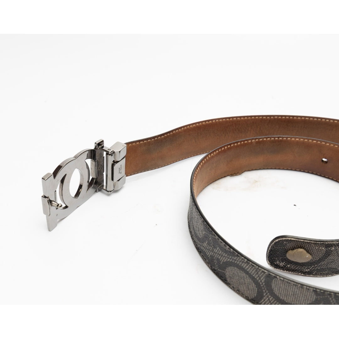 Salvatore Ferragamo Gancini Print Leather Buckle Belt
