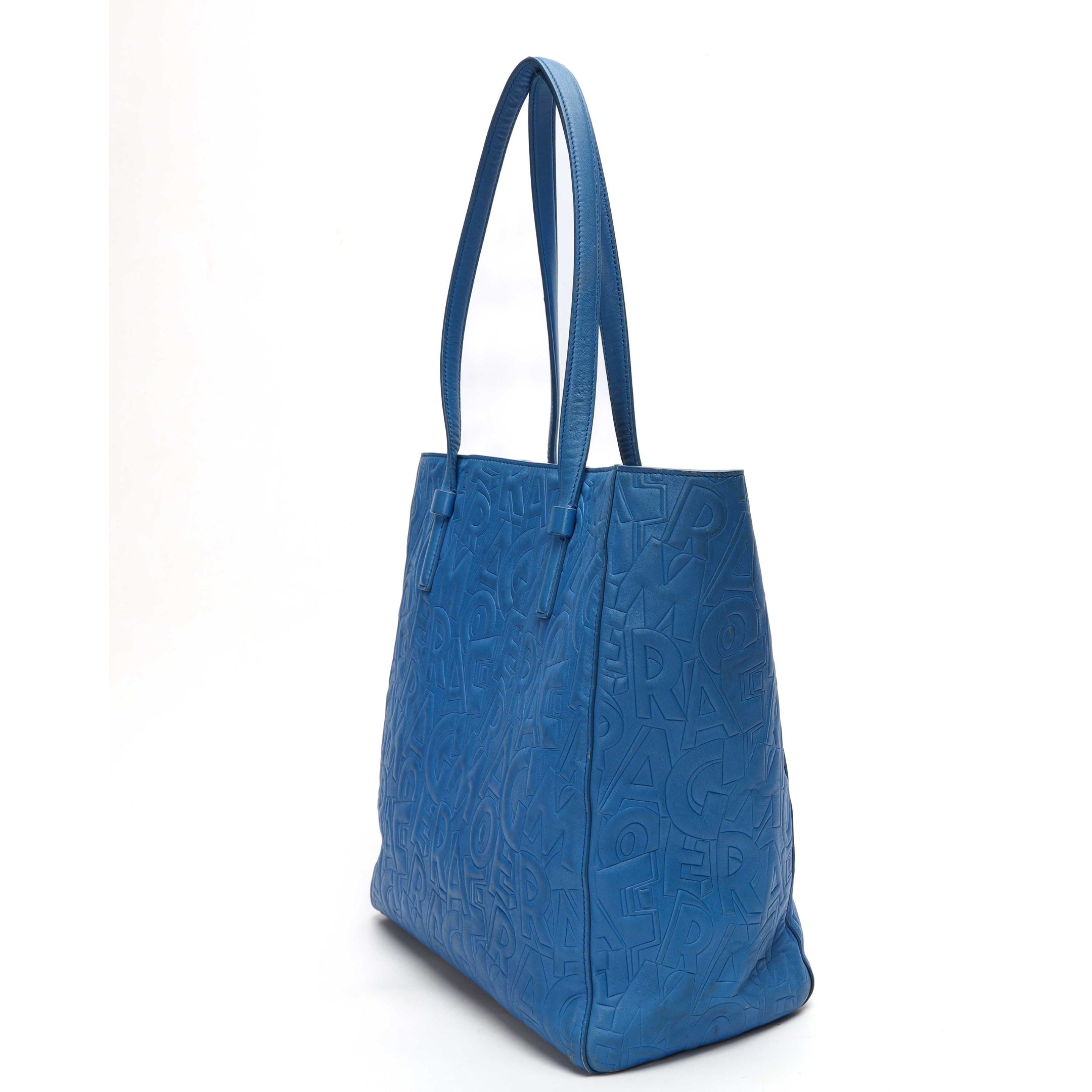Salvatore Ferragamo Blue Logo Embossed Bonnie Tote