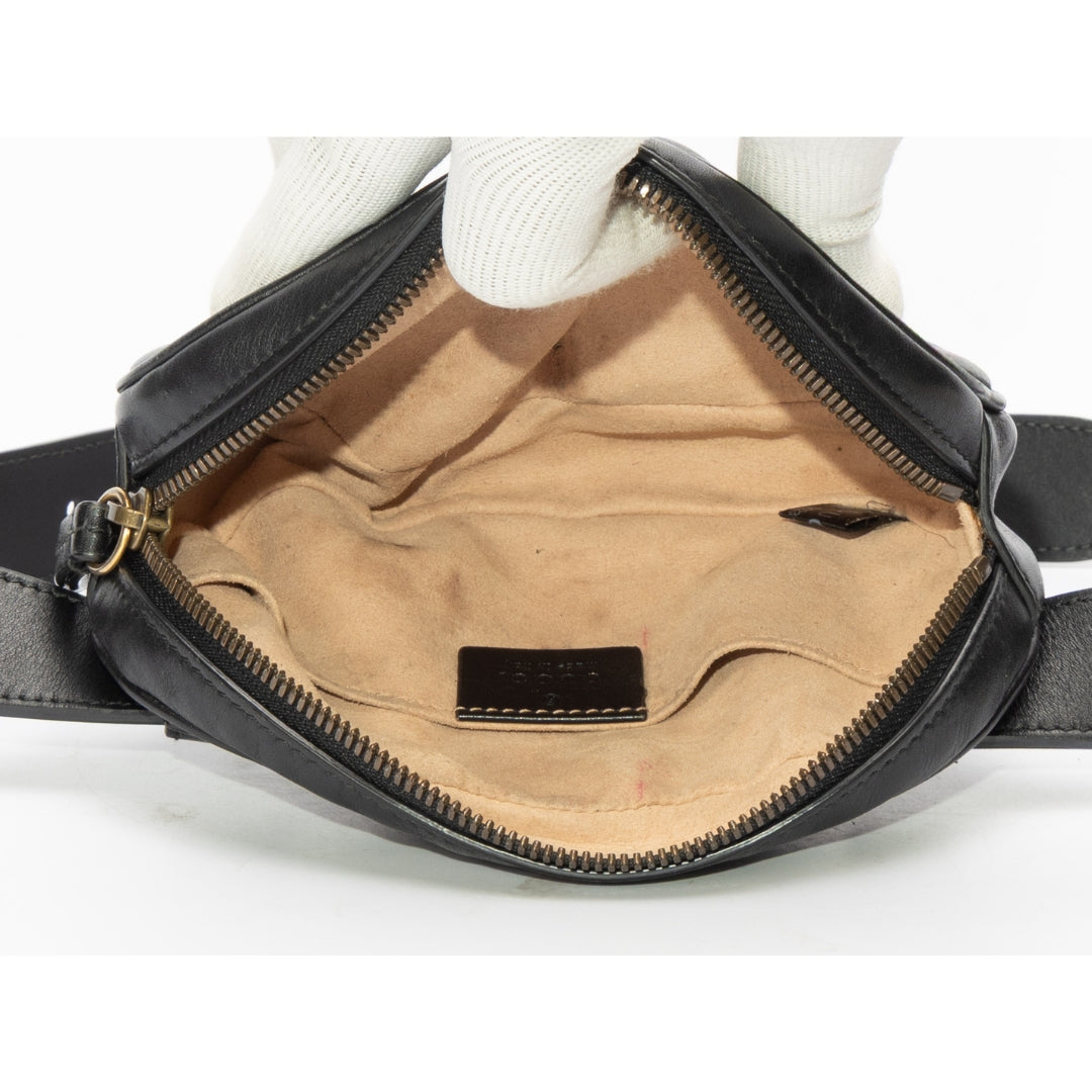 Gucci Black Chevron Leather GG Marmont Belt Bag