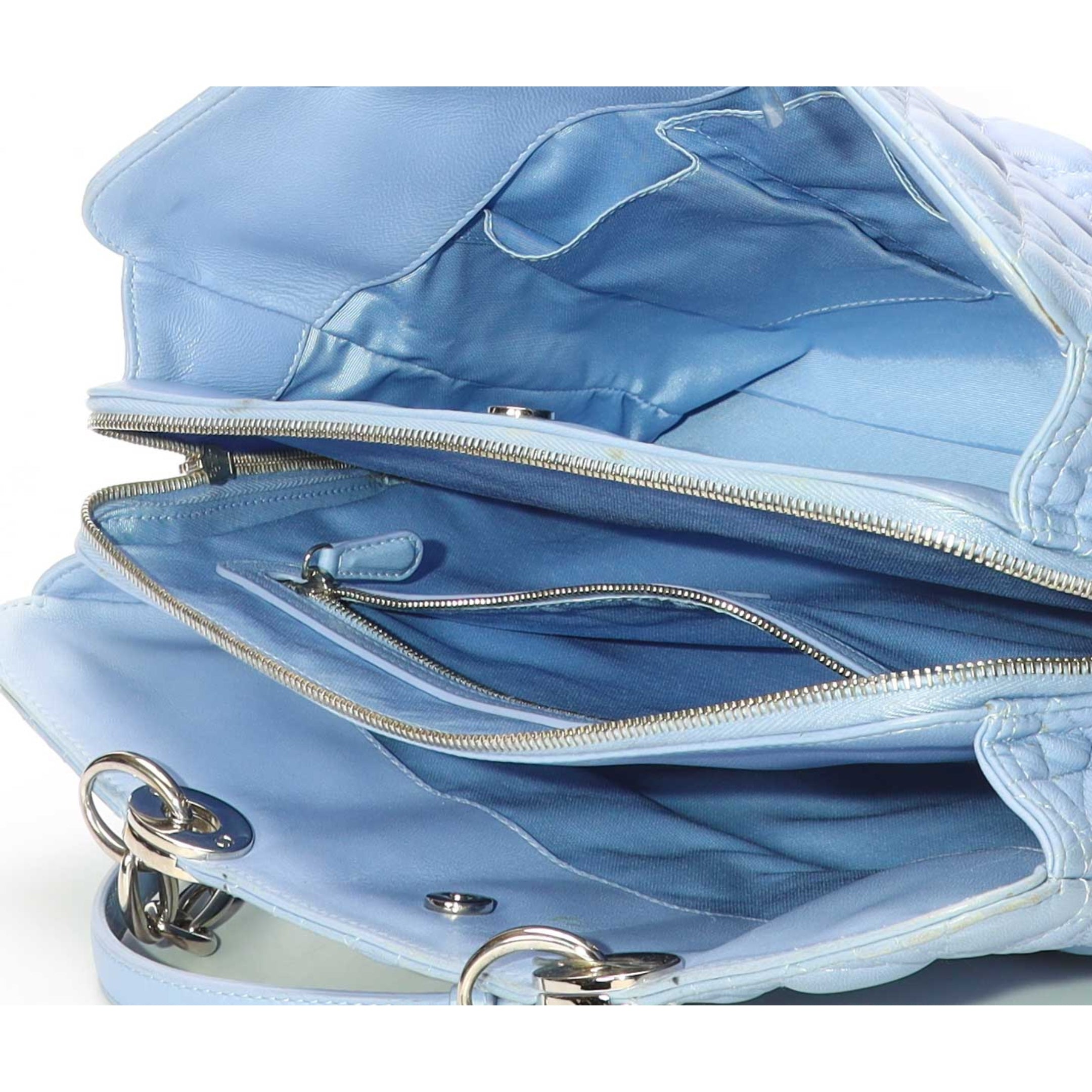 Dior Blue Cannage Leather Soft Lady Dior Tote