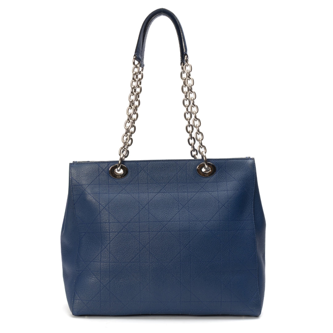 Dior Medium Calfskin Blue Cannage Tote