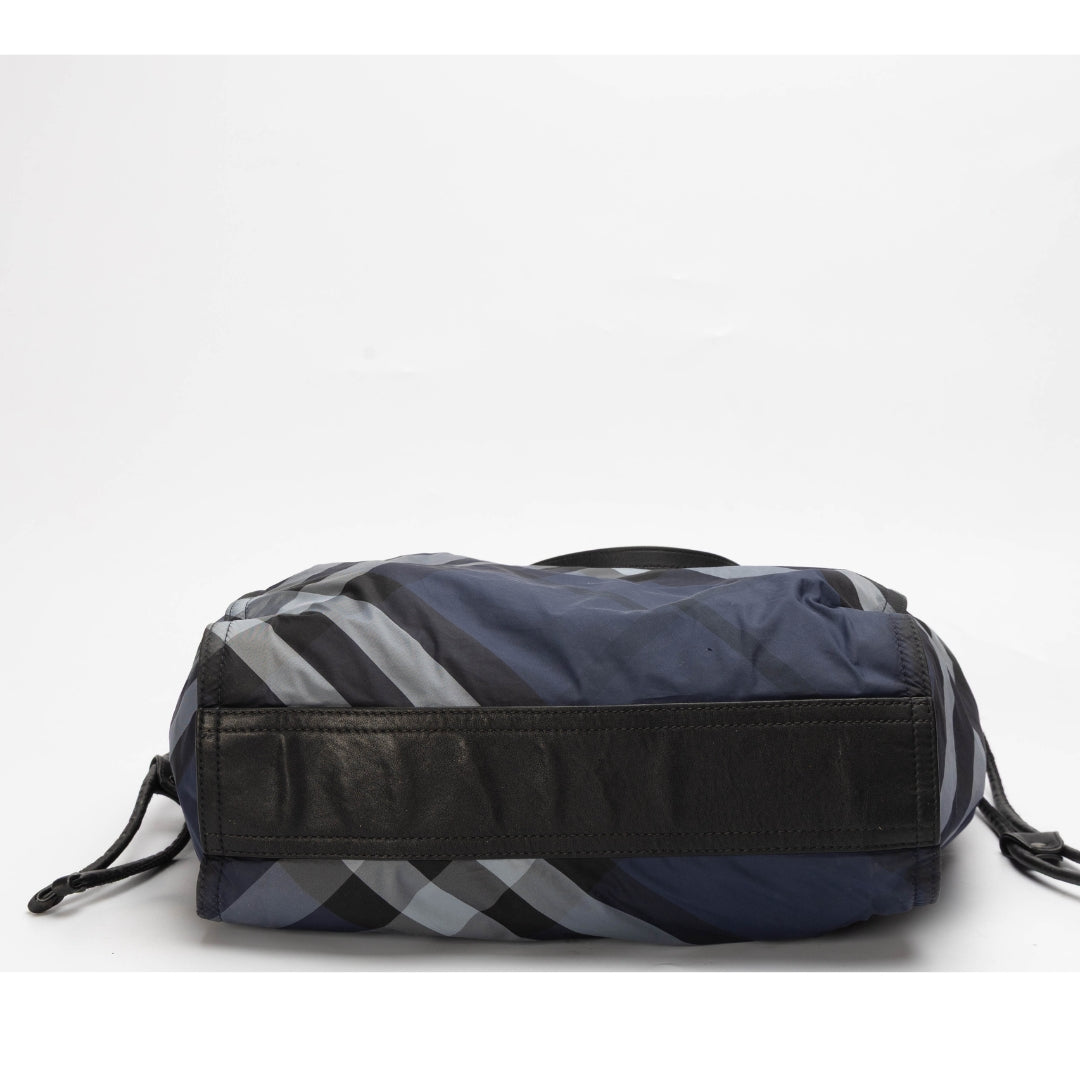 Burberry Blue Mega Check Nylon & Leather Buckleigh Tote
