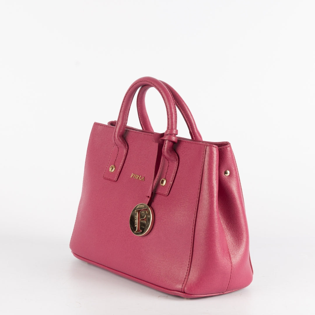 Furla Pink Leather Linda Satchel