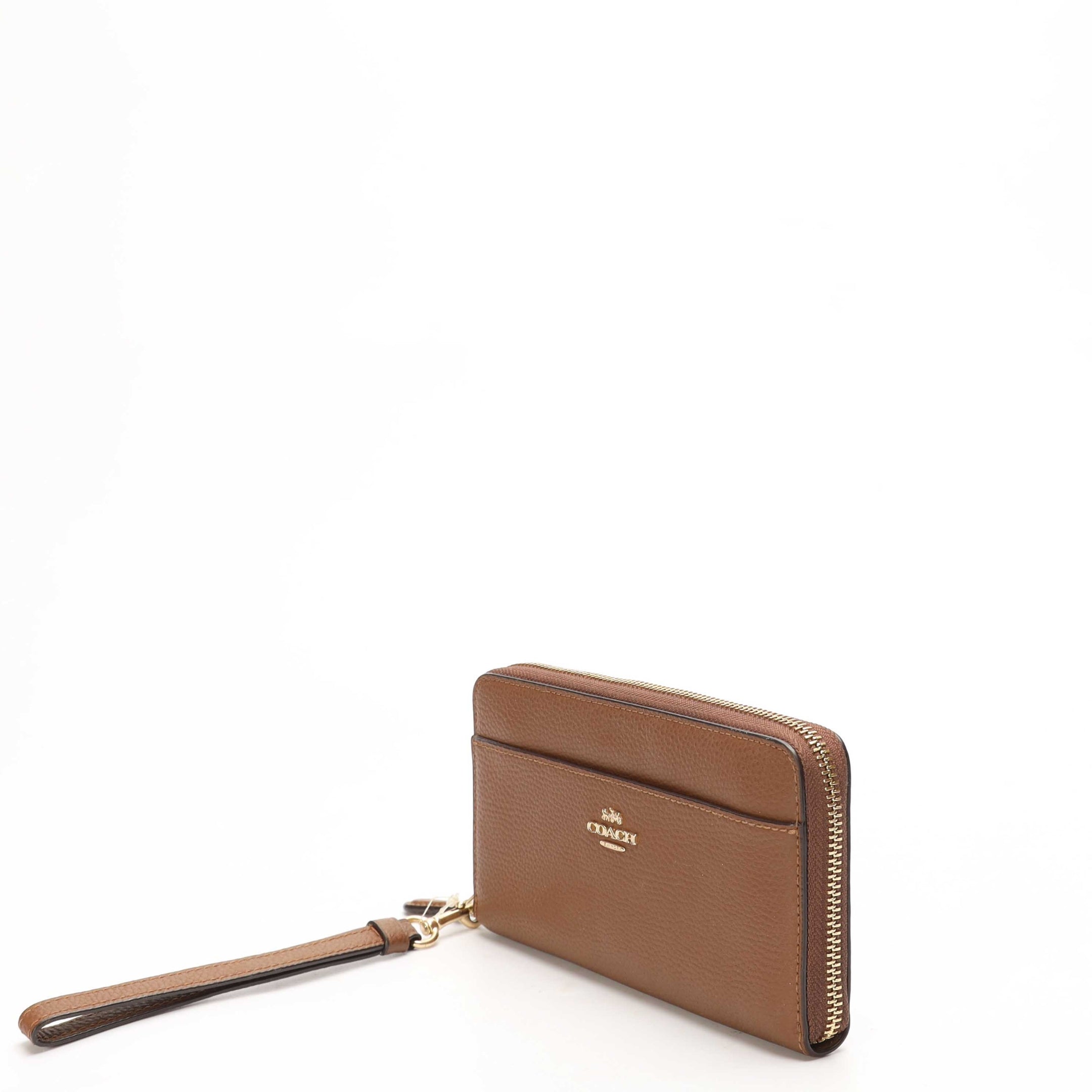 Coach Accordion Zip Brown Wristlet