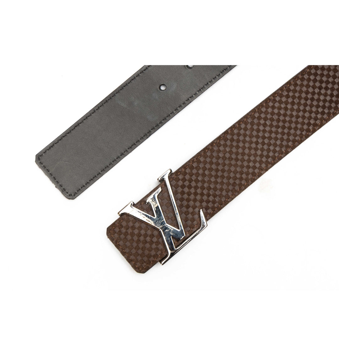 Louis Vuitton Brown Damier Suede Logo Belt