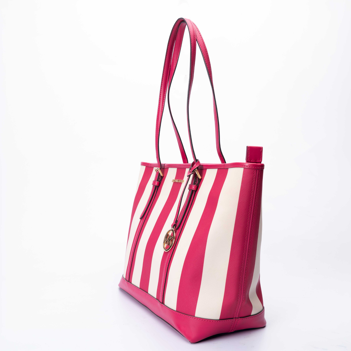Michael Kors Pink Striped Jet Set Travel Tote