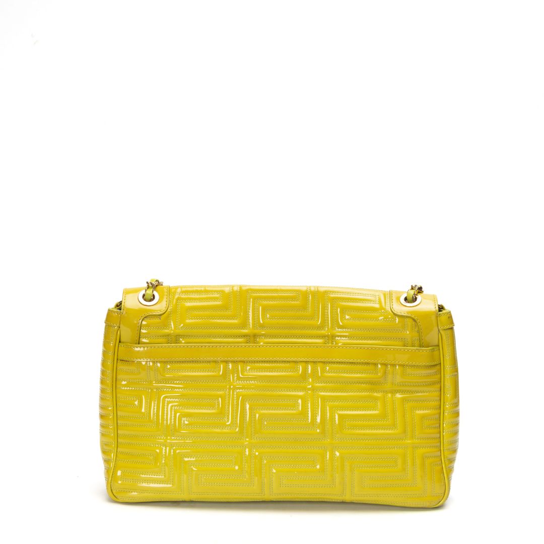 Versace Lime Yellow Flap Shoulder Bag