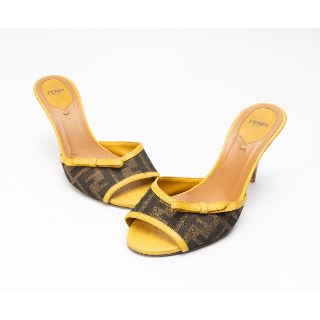 Fendi Yellow Zucca Canvas slides