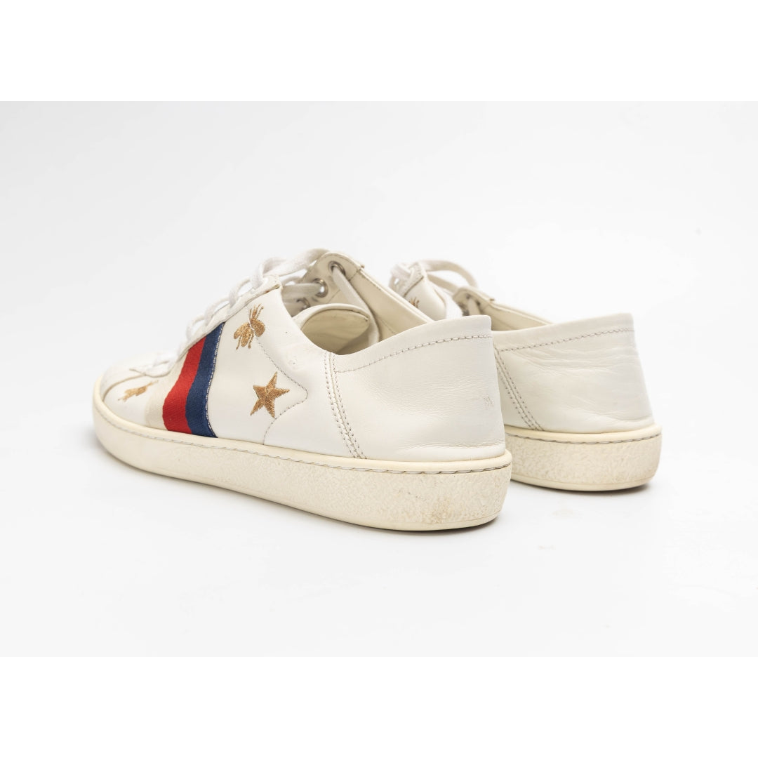 Gucci White Leather Ace Sneakers