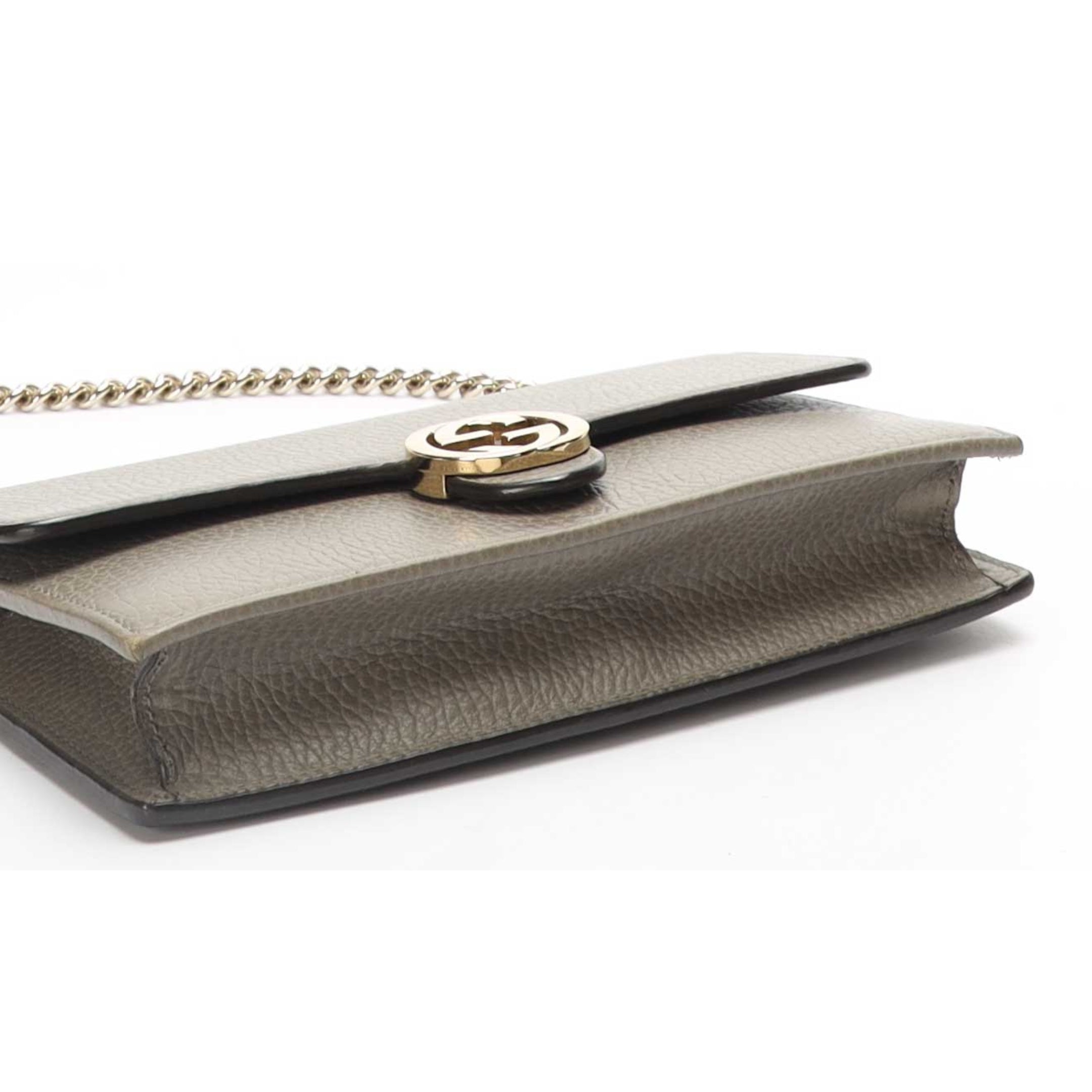 Gucci Grey GG Flap Chain Wallet Crossbody Bag