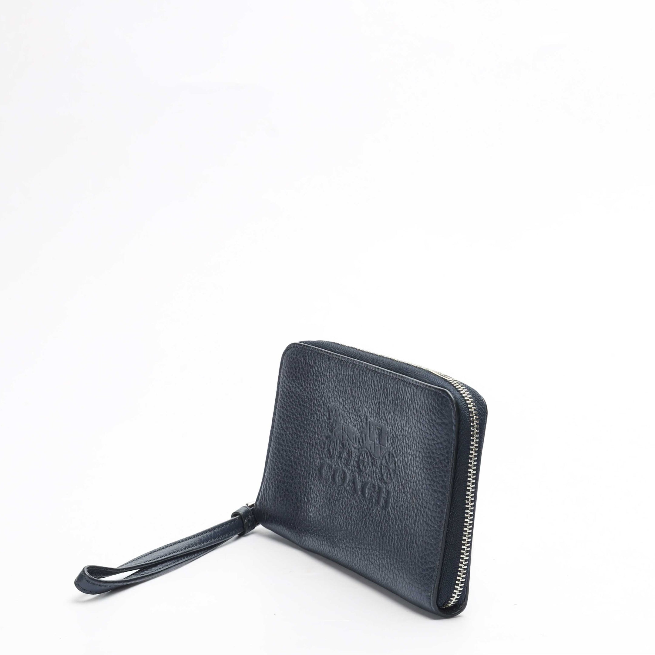 Coach Navy Horse and Carriage Zip Wallet