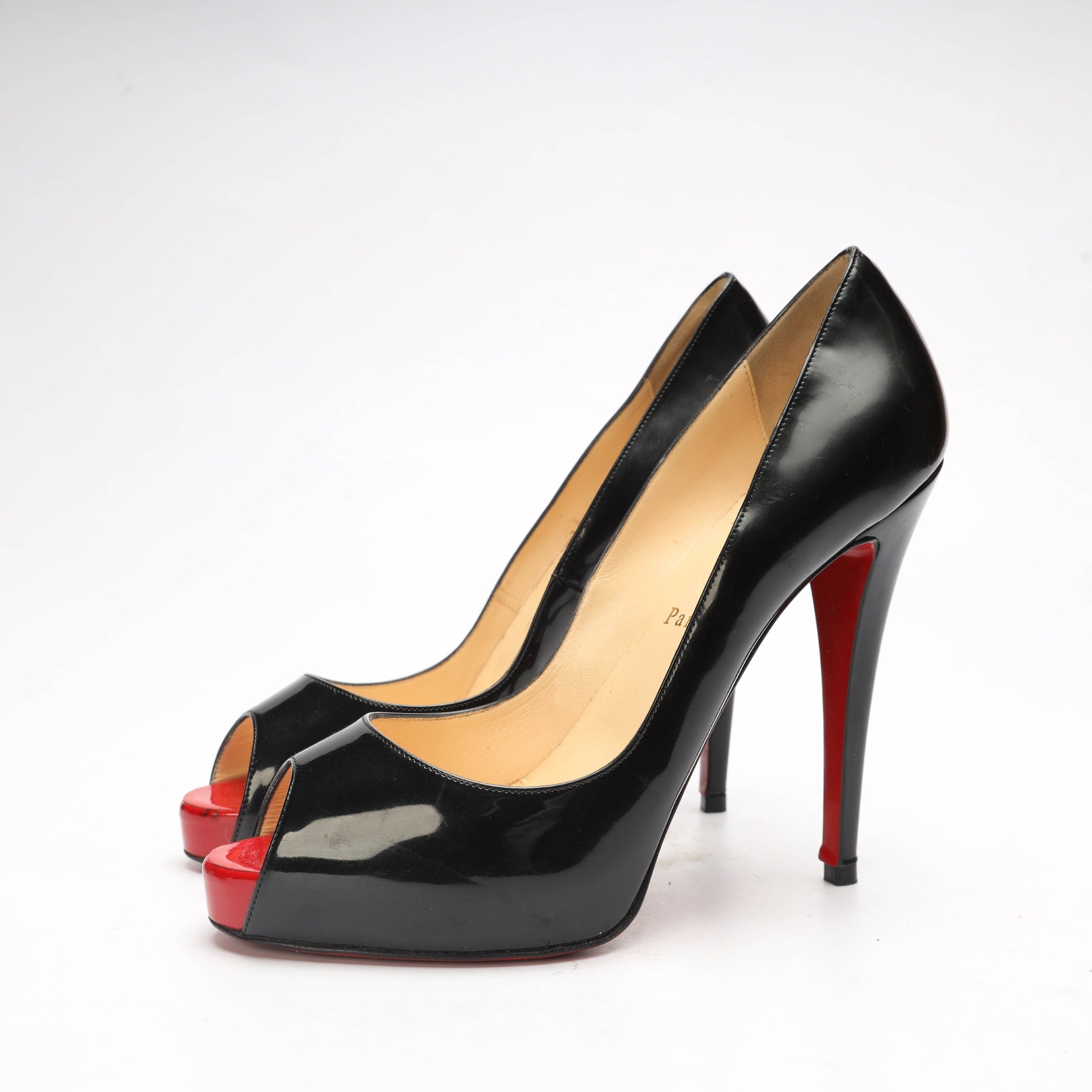 Christian Louboutin Black Red Peep Toe Pumps