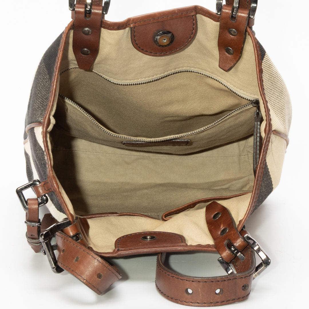 Burberry Brown/Beige Super Novacheck Canvas Leather Tote