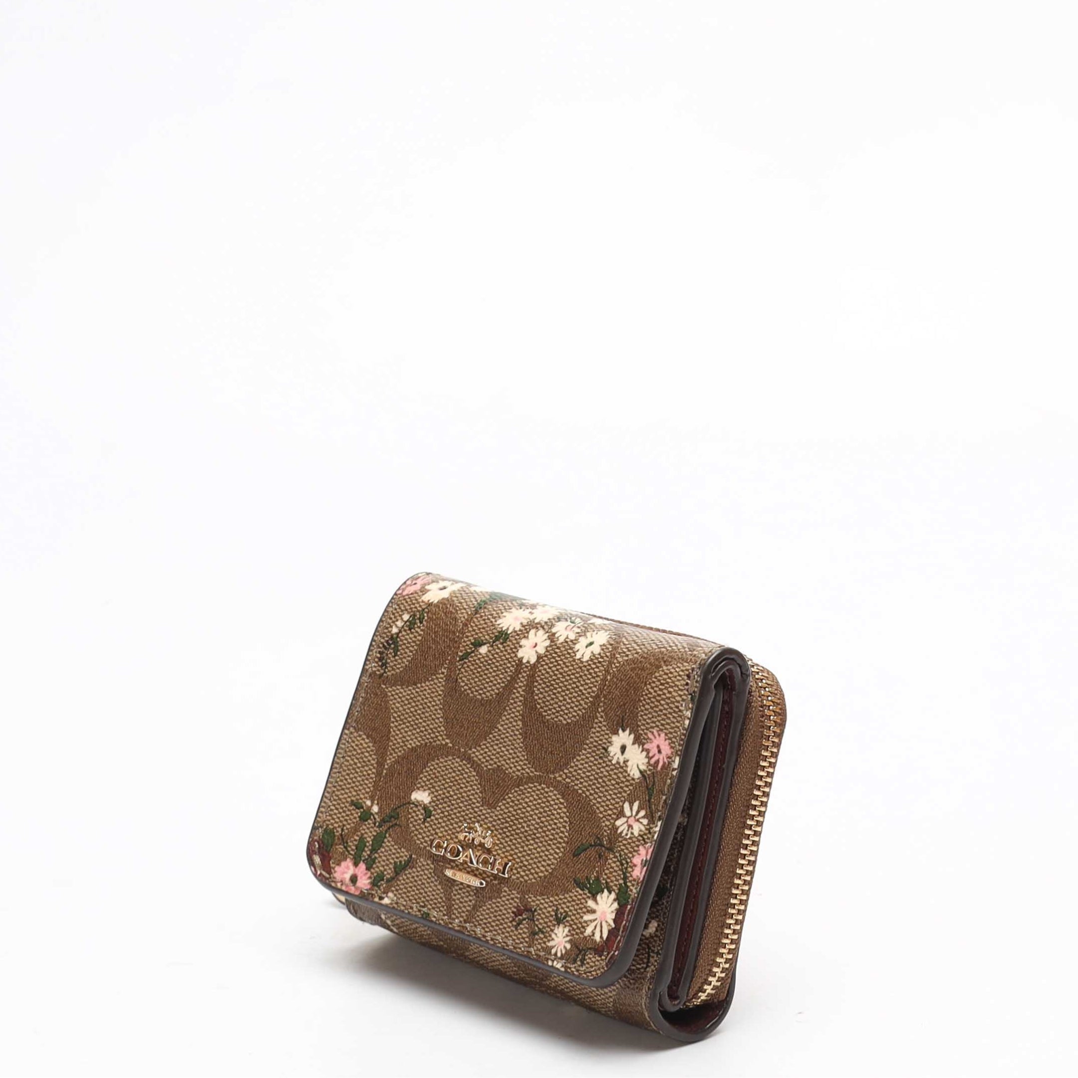 Coach Signature Canvas Floral Tri-Fold Wallet