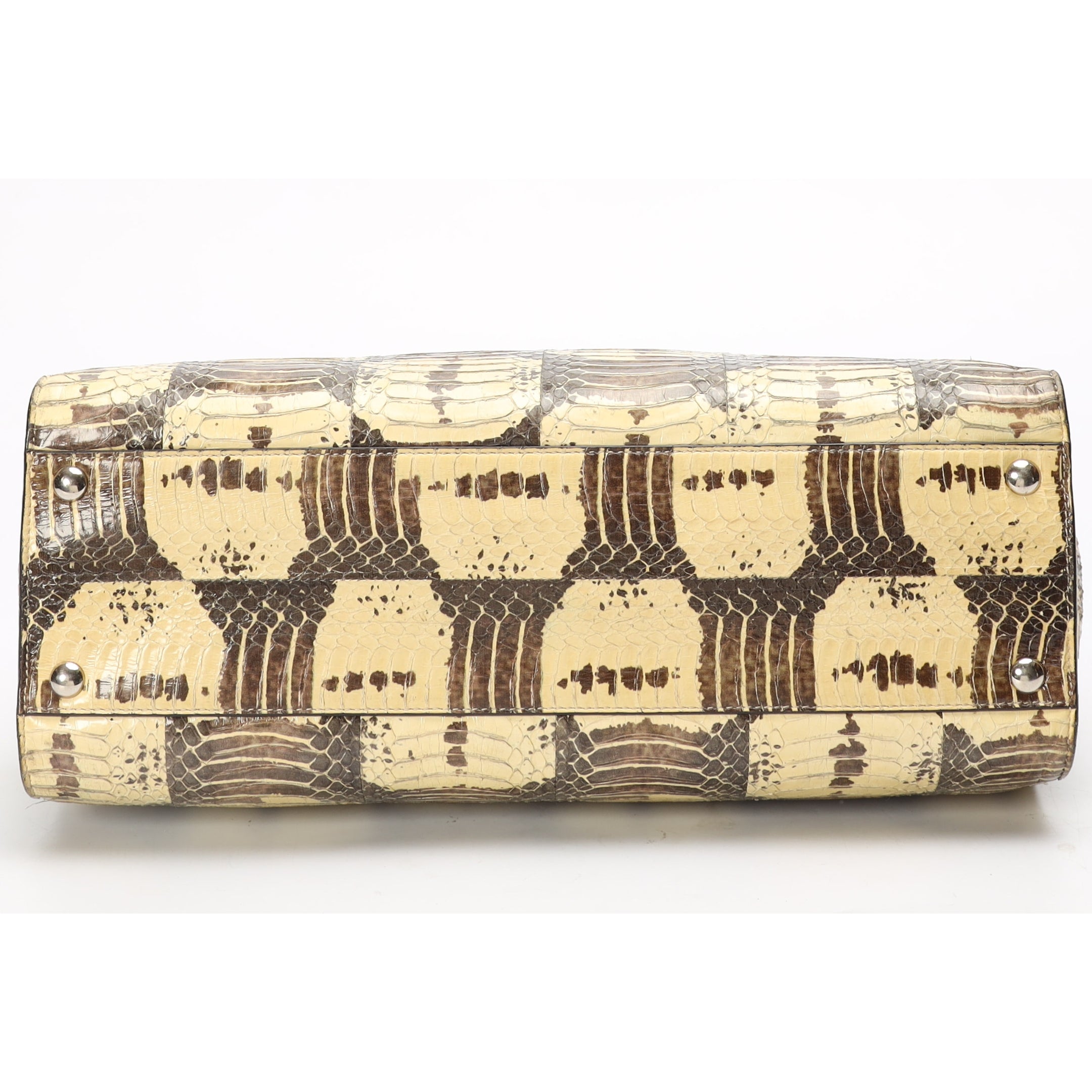 Salvatore Ferragamo Beige/Brown Python Shoulder Bag