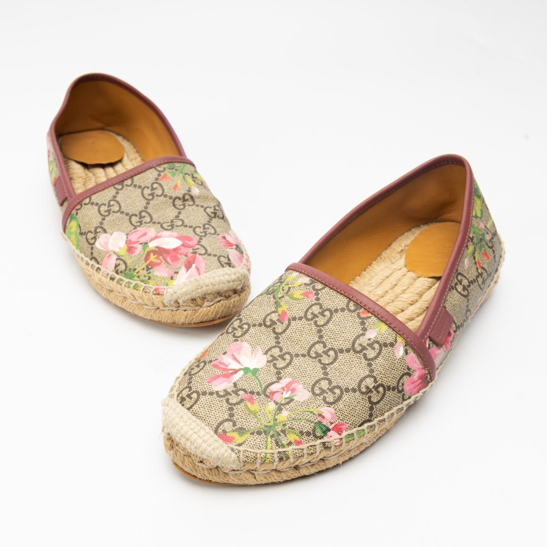 Gucci GG Supreme Bloom Canvas Espadrille Flats