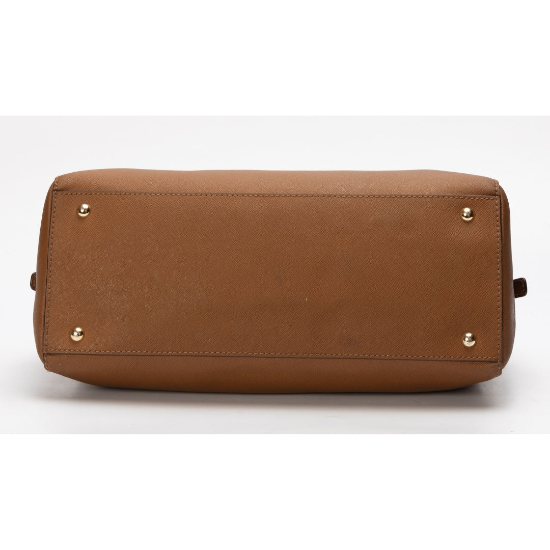 Michael Kors Brown Leather Large Sandrine Satchel