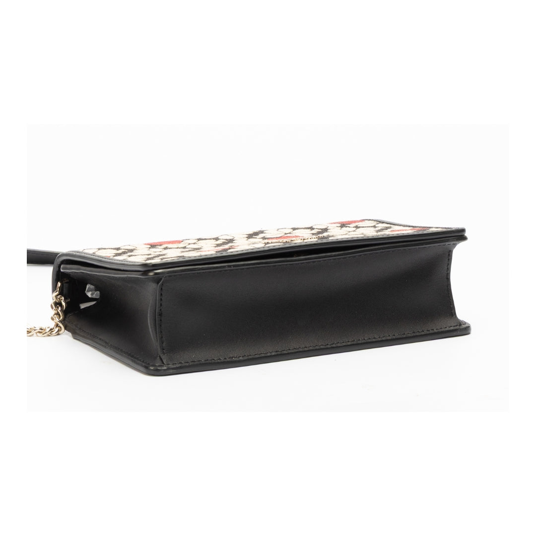 Kate Spade Flower Jacquard Hearts Chain Crossbody Bag