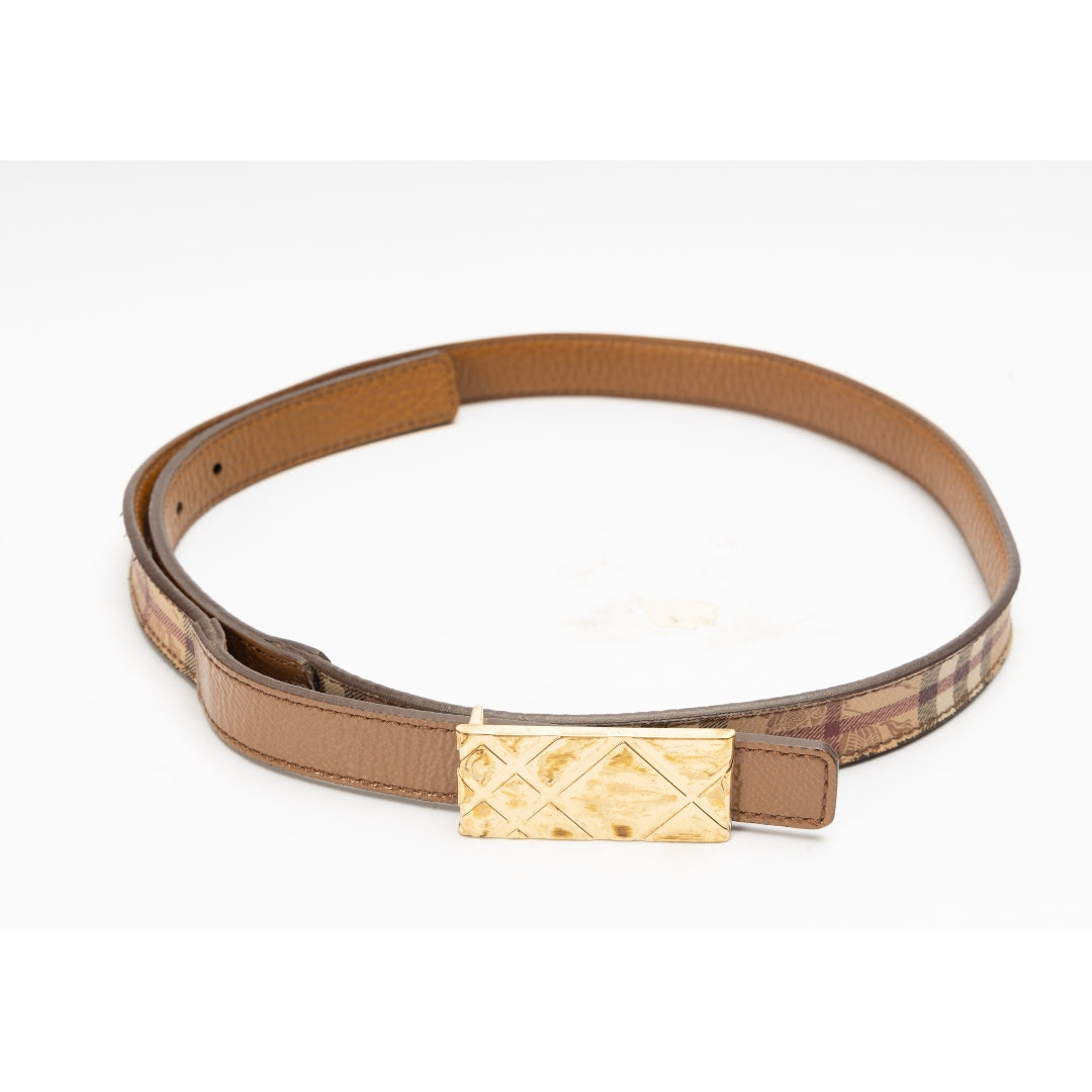 Burberry Haymarket Check Canvas Leather Belt