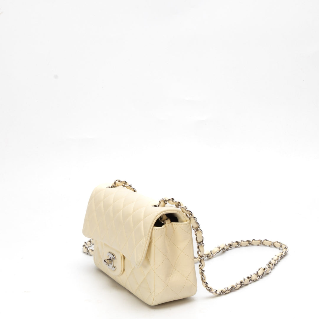 Chanel White Classic Mini Square Flap Bag