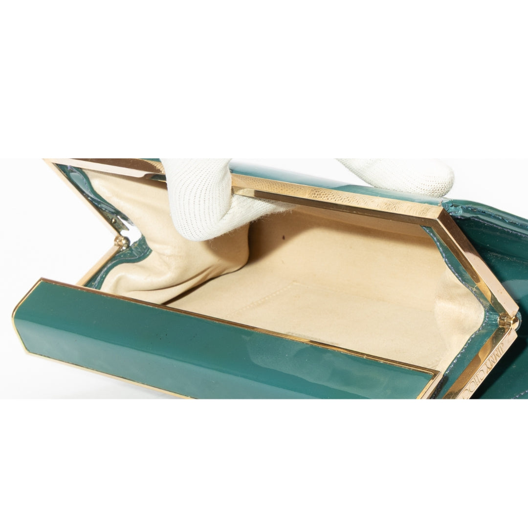 Jimmy Choo Green Carmen Frame Clutch