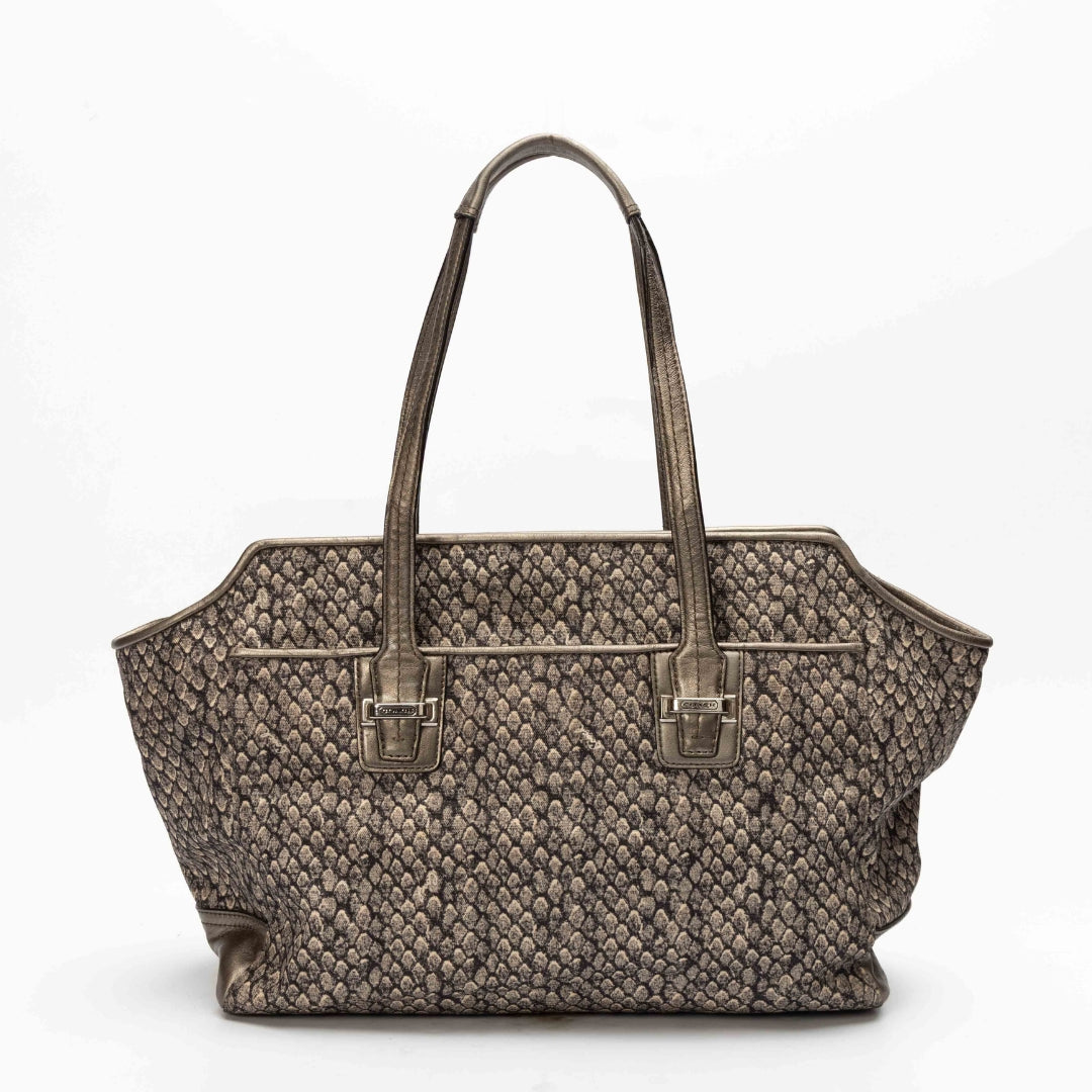 Coach Gunmetal Taylor Snake Print Carryall Tote