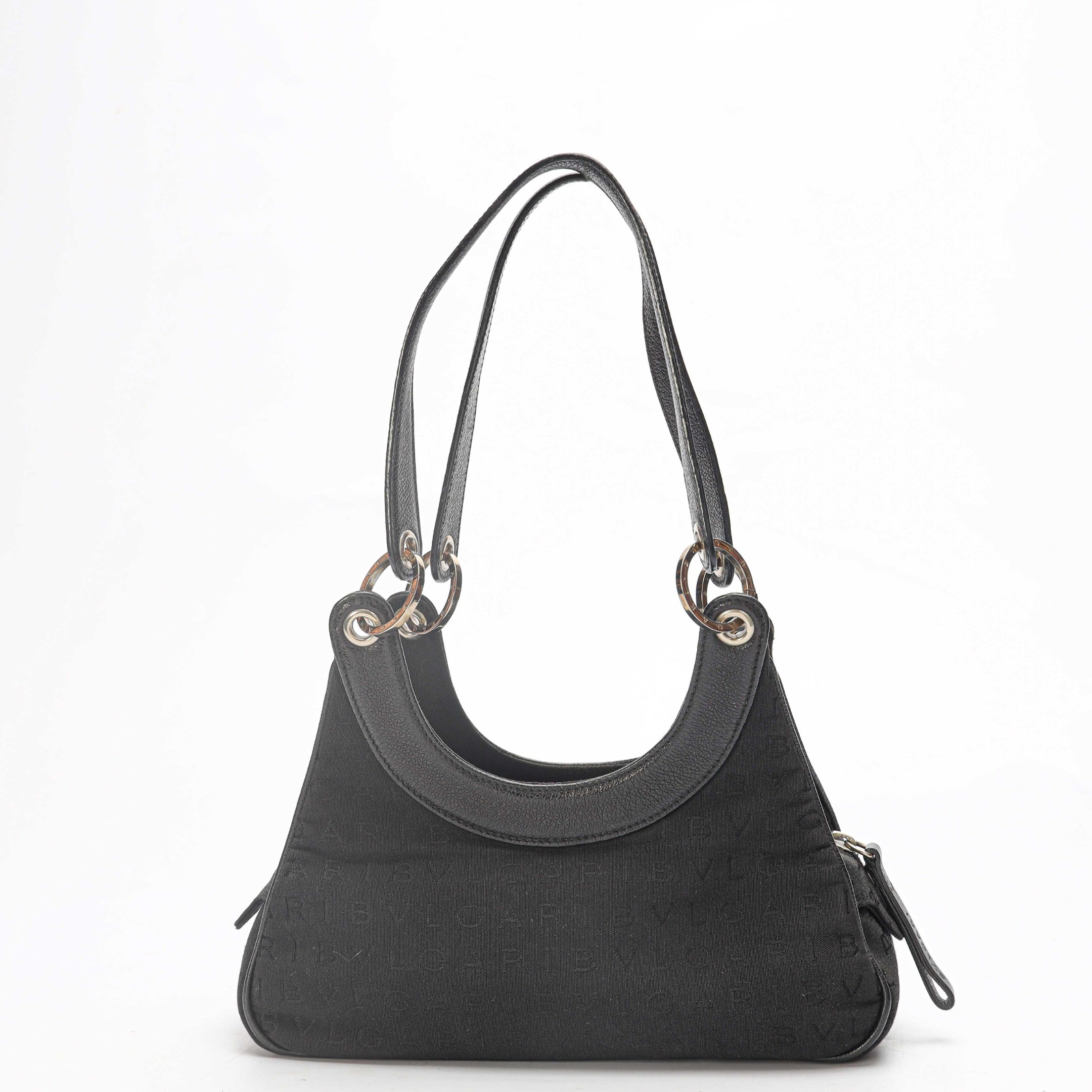 Bvlgari Black Logo Canvas Shoulder Bag